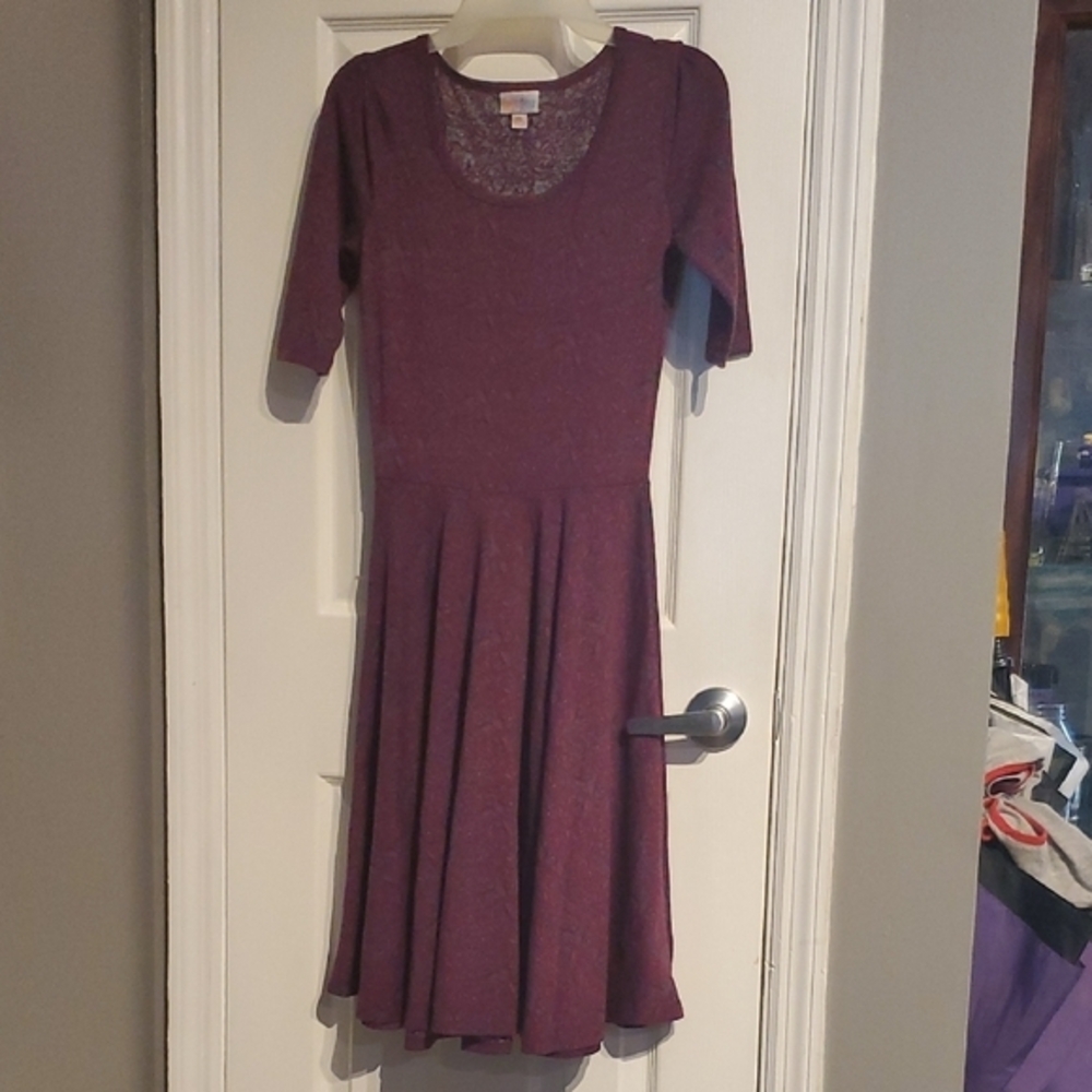 LuLaRoe Deep Purple Long Sleeve Dress